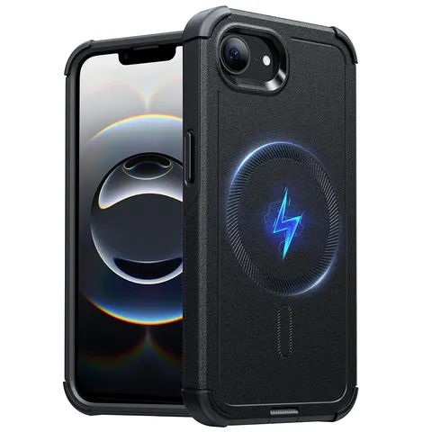 iPhone 16e HaloLock Cyber Tough Case - Black - Black – Bild 1