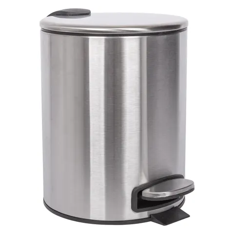 5L Round Brushed Stainless Steel Pedal Bin – image 1