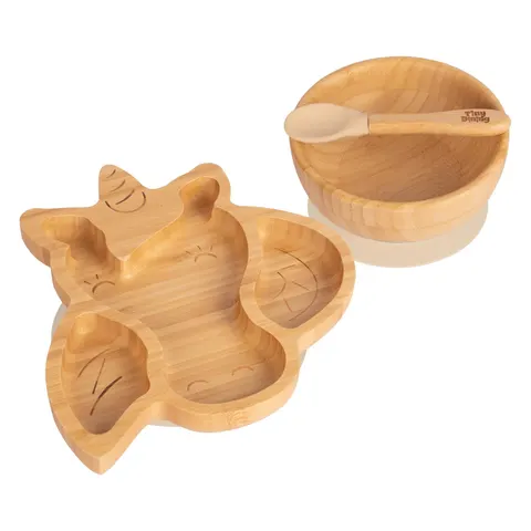Tiny Dining 3pc Unicorn Bamboo Suction Dinner Set - Beige – image 1