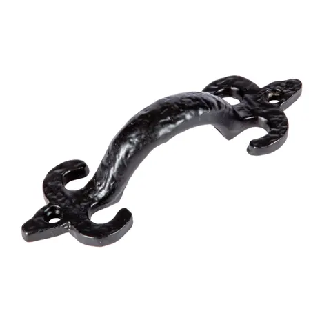 Hammer & Tongs Antique Fleur De Lis Door Handle - H105mm - Black – image 1