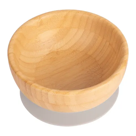 Bamboo Bowl with Grey Suction Base – image 1