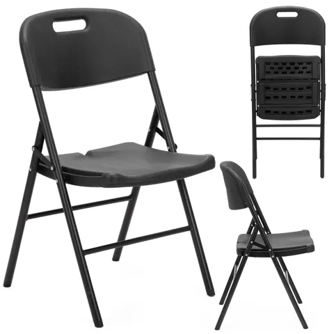 Springos Campingstoel | Kampeerstoel | Vouwstoel | Klapstoel | Polyetheen | Zwart – afbeelding 1