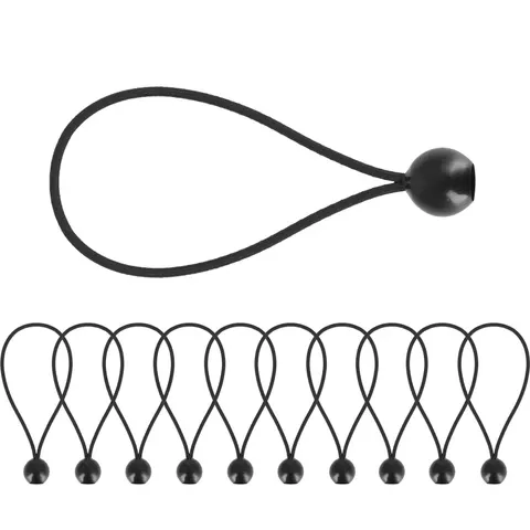 Springos Spanelastieken - 10 Stuks - Elastiek met Bal - Zwart – afbeelding 1