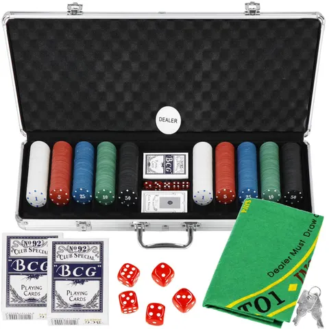 Springos Pokerset - 500 Chips - Inclusief Koffer - Poker – afbeelding 1
