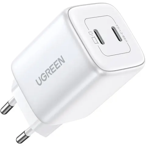 GaN - snellader - - 2 - x - USB-C - 45W - QC - PD - Ugreen - CD294 - wit – afbeelding 1
