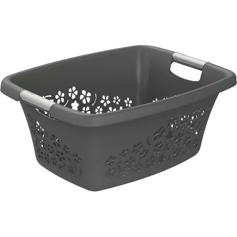 Rotho Wäschekorb 25 l FLOWERS Anthrazit – Bild 1