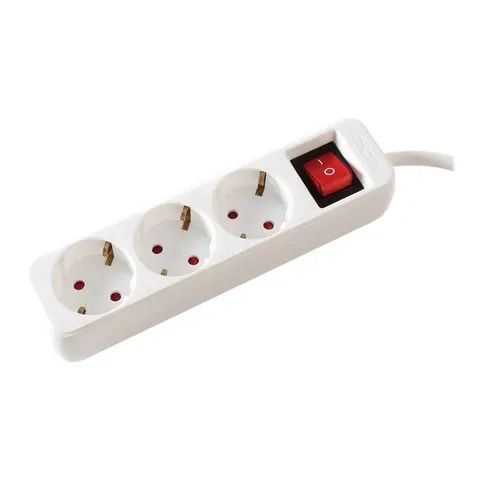 VALUE 3-voudige stekkerdoos met schakelaar, wit, 6 m – afbeelding 1