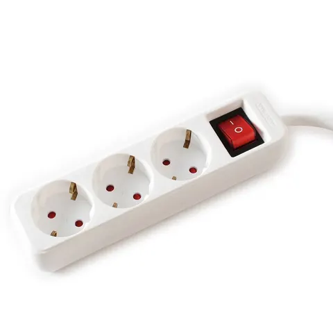 VALUE 3-voudige stekkerdoos met schakelaar, wit, 10 m – afbeelding 1