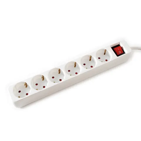 VALUE 6-voudige stekkerdoos met schakelaar, wit, 10 m – afbeelding 1