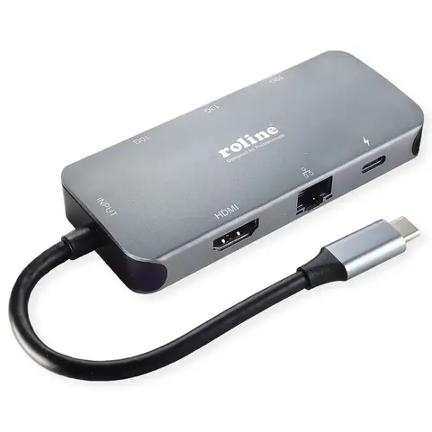 ROLINE USB-C Multiport Docking Station, 4K HDMI, USB-A, USB-C, PD, LAN – afbeelding 1