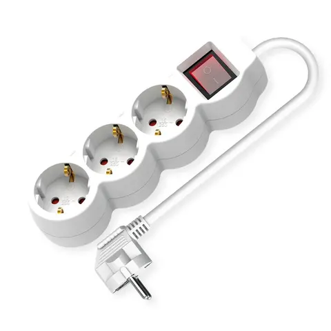 VALUE 3-voudige stekkerdoos met schakelaar, wit, 1,5 m – afbeelding 1
