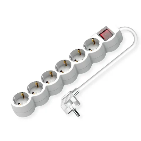 VALUE 6-voudige stekkerdoos met schakelaar, wit, 3 m – afbeelding 1
