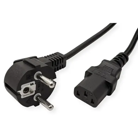 VALUE Netzkabel, CEE7/7-Stecker & IEC-Buchse gerade, schwarz, 5 m – Bild 1