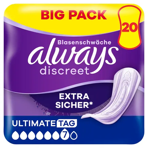always Discreet Inkontinenz Ultimate Tag Big Pack 20 Inkontinenz-Einlagen – Bild 1