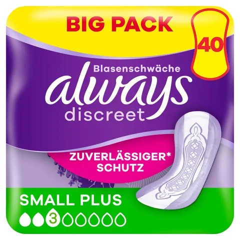 always Discreet Inkontinenz Small Plus Big Pack 40 Inkontinenz-Einlagen – Bild 1