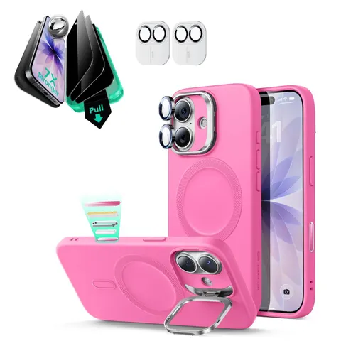 iPhone 17 Cloud Soft Magnetic Case (Camera Control, Stash Stand) Armorite Privacy Protection Bundle - Rosy Pink - Rosy Pink – image 1
