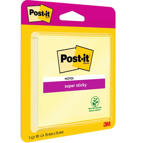 Memoblok Post-it 6920 Super Sticky 76x76mm geel – afbeelding 1