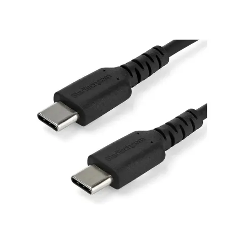 StarTech.com 2m USB-C Laadkabel, Robuuste Fast Charge & Sync Type C Kabel, 60W (3A) PD, USB 2.0, TPE Mantel en Aramidevezels - Zwarte USB Oplaadkabel – afbeelding 1