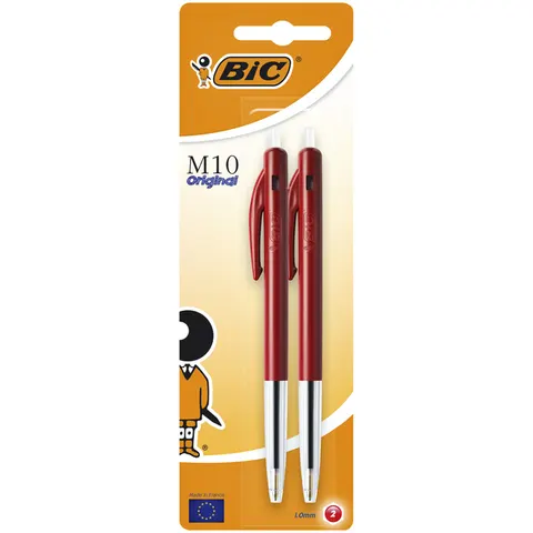 Balpen Bic M10 medium rood bister à 2 stuks – afbeelding 1