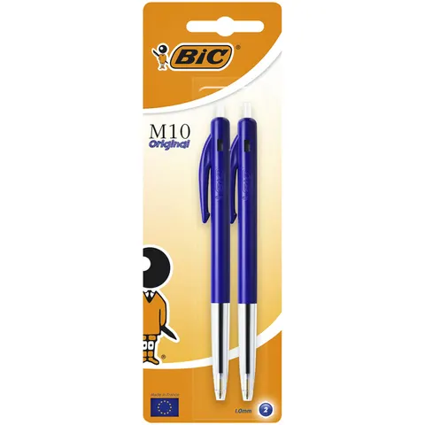 Balpen Bic M10 Clic Blauw Medium Blister – afbeelding 1