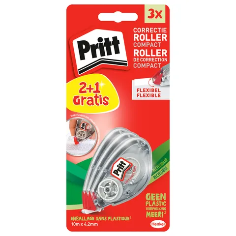 Correctietape Pritt compact flex 4.2mm x 10m blister 2+1 gratis – afbeelding 1