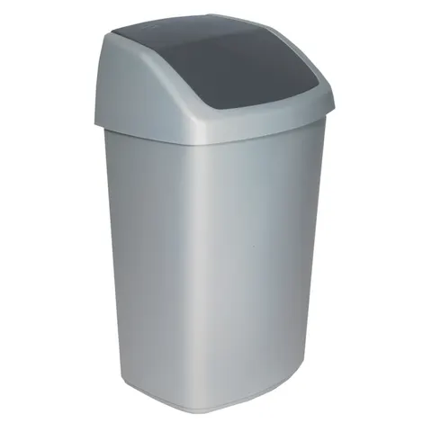 Afvalbak Curver Swing 50 liter zilver – afbeelding 1