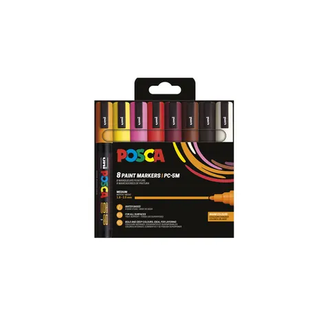 Uni Posca Stiften Warm Colors PC5M 2.5 mm lijn – afbeelding 1