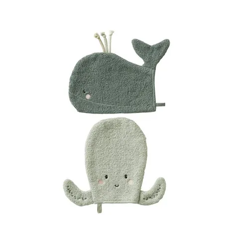 Vertbaudet Set sous l'océan - 2 washandjes – afbeelding 1