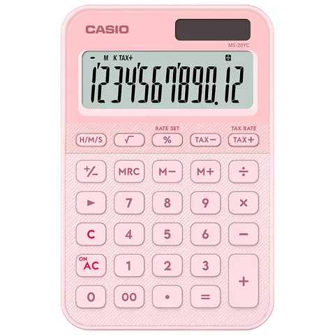 Rekenmachine Casio MS-20YC-LP roze – afbeelding 1
