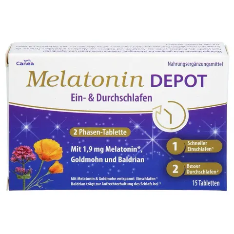 Pharma Peter GmbH MELATONIN DEPOT Ein- & Durchschlaf-Tabletten, 15 St. – Bild 1