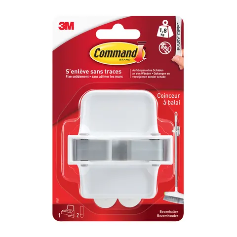 Bezemhouder Command inclusief bevestigingsstrip wit – afbeelding 1