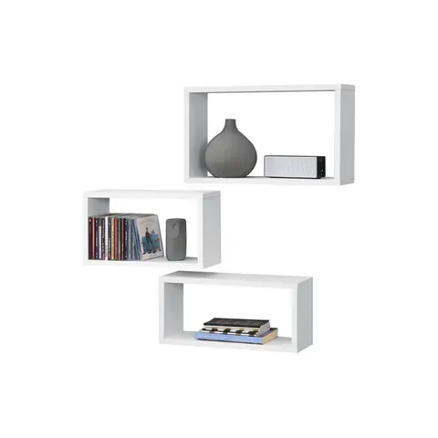 Wandplank Mandal set van 3 houtkleurig wit – afbeelding 1