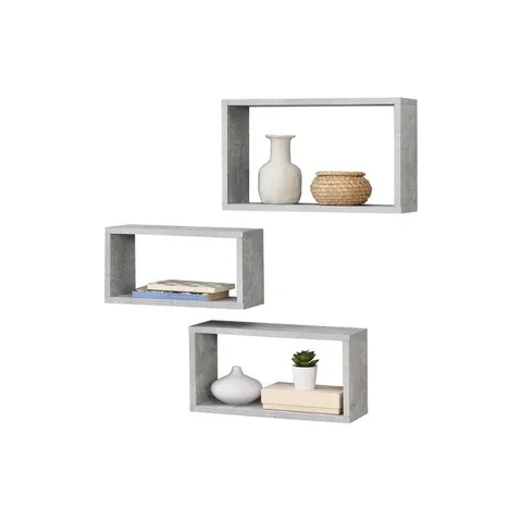 Wandplank Mandal set van 3 betonkleurig – afbeelding 1