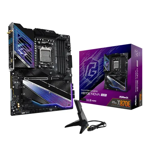 ASRock Phantom Gaming X870E Nova WiFi Mainboard – Schwarz – Bild 1