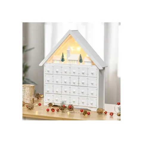 HOMCOM - Kerstadventskalender - LED-Verlichting - Klein Dorp – afbeelding 1