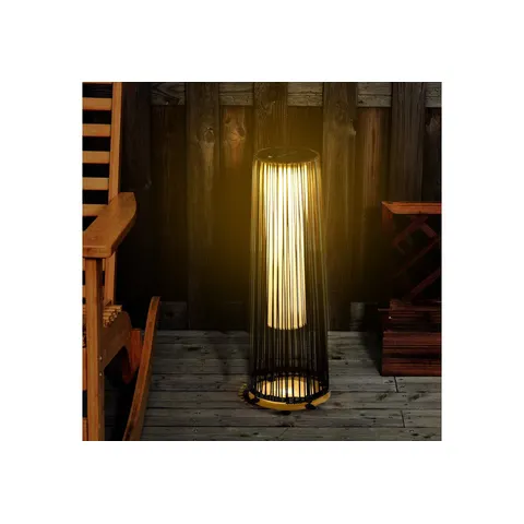 Outsunny Solarlampe, Gartenlampe, Rattan Solarleuchte, Automatische LED, Braun, 21,5 x 21,5 x 61 cm Aosom – Bild 1