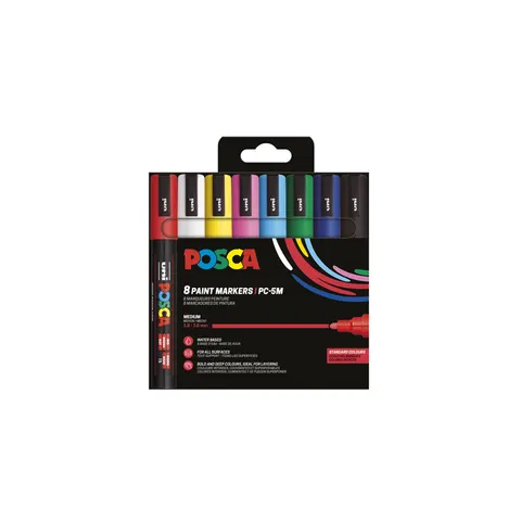 Paintmarker Uni POSCA PC5M medium assorti set à 8 stuks – afbeelding 1