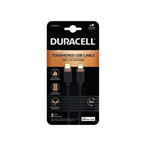 Duracell USB9012A Lightning-kabel Zwart – afbeelding 1
