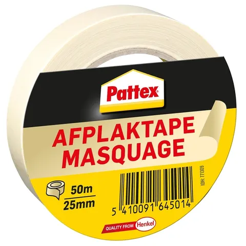 Afplaktape Pattex 25mmx50m creme – afbeelding 1