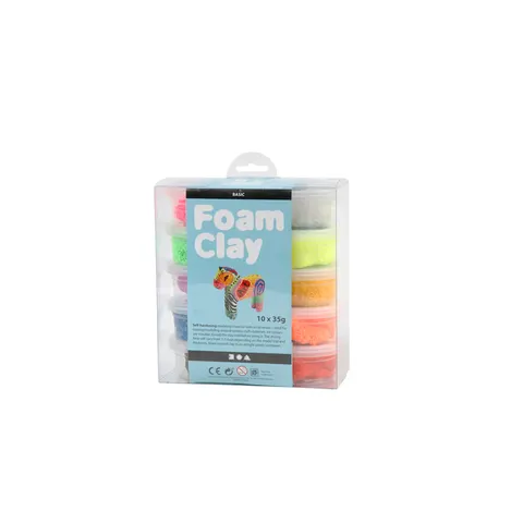 Klei Foam Clay basic 10 x 35gr 10 kleuren – afbeelding 1