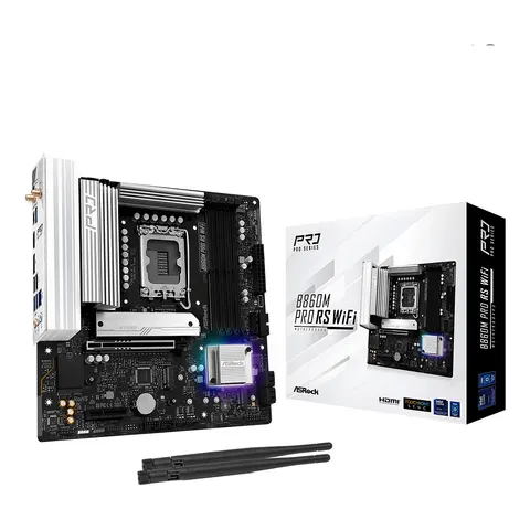 ASRock B860M Pro RS WiFi Mainboard – Schwarz – Bild 1