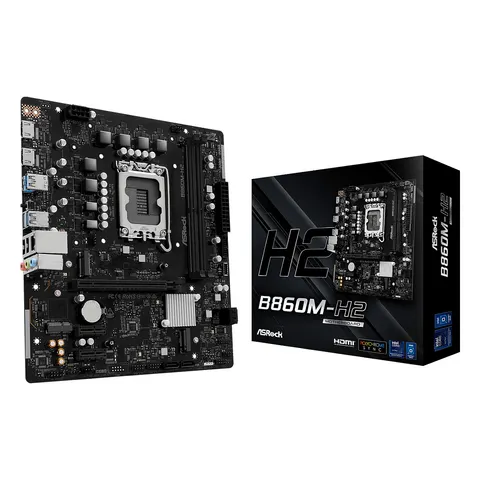 ASRock B860M-H2 Mainboard – Schwarz – Bild 1