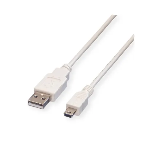 VALUE USB 2.0 Kabel , Typ A 5 Pin Mini , wit, 0,8 m – afbeelding 1