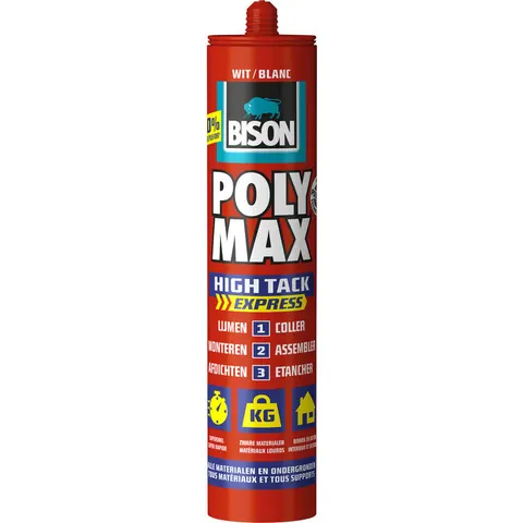 Bison Poly Max High Tack Express lijmkit Wit 440gr – afbeelding 1
