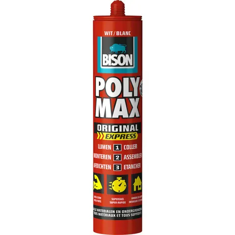 Bison Poly Max Express lijmkit Wit 425gr – afbeelding 1