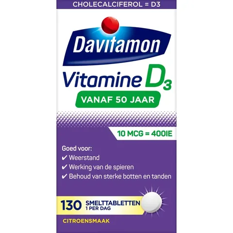 Vitamine D50+ Davitamon smelttablet 130 stuks – afbeelding 1