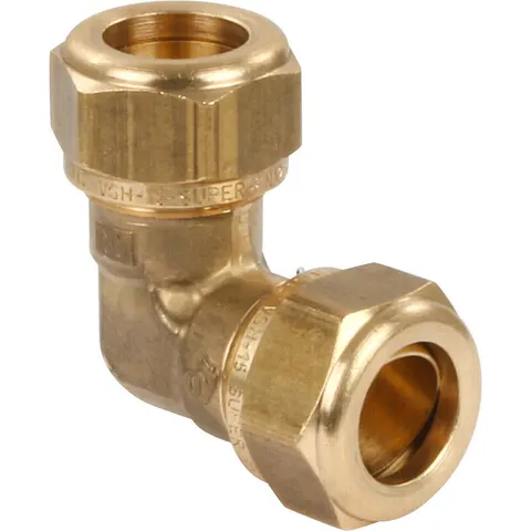 VSH messing knel kniekoppeling 90deg 15mm – afbeelding 1