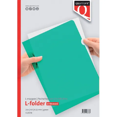 Insteekmap L-model Quantore A4 PP 0.12mm groen 25 stuks – afbeelding 1