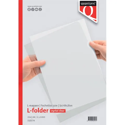 Insteekmap L-model Quantore A4 PP 0.12mm glad 25 stuks – afbeelding 1