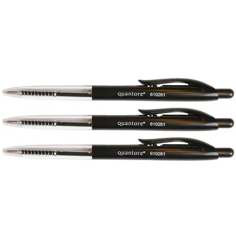 Balpen Quantore drukknop zwart medium – afbeelding 1
